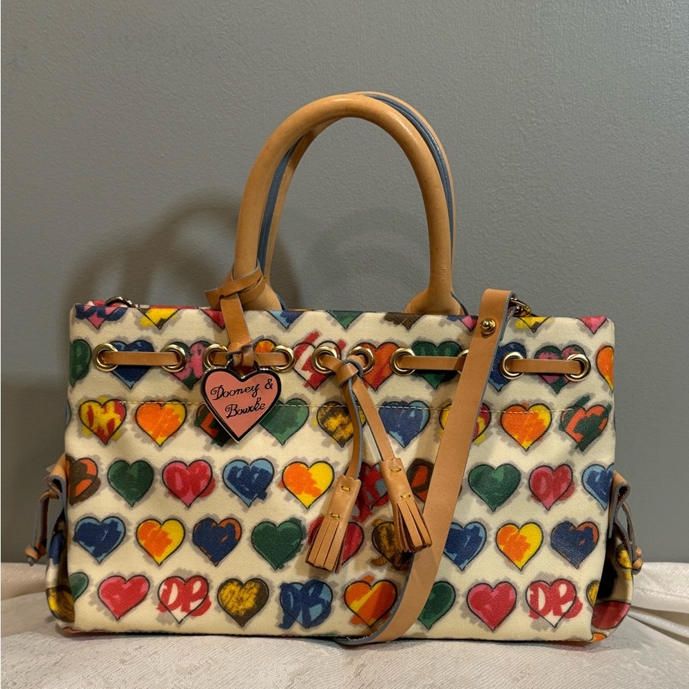 Dooney & Bourke Multicolor Scribble Heart Satchel